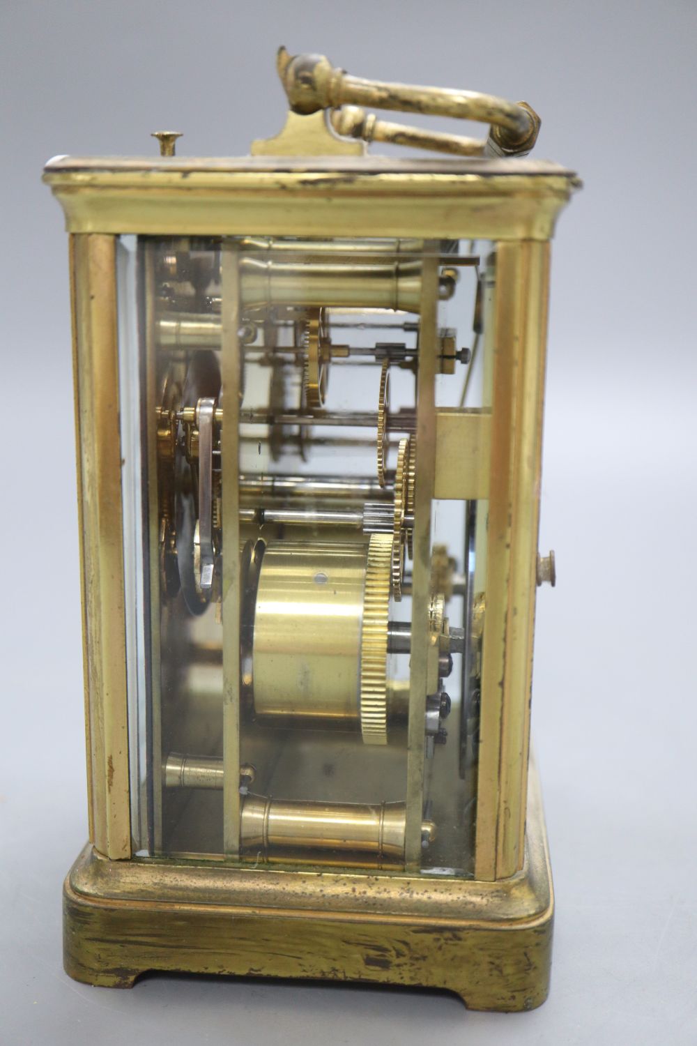 A brass cased hour repeating carriage clock